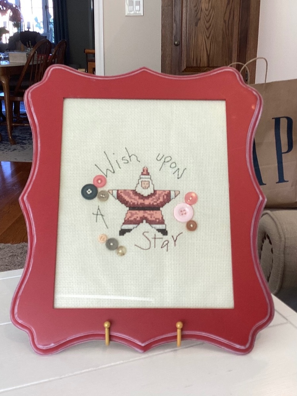 “Wish Upon A Star” Cross Stitch Framed Wall Hanging